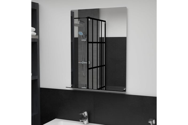 Väggspegel med hylla 50x70 cm härdat glas - Silver - Väggspegel - Hallspegel