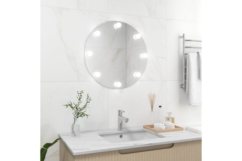 Väggspegel med LED-belysning rund - Silver - Inredning - Speglar - Väggspegel