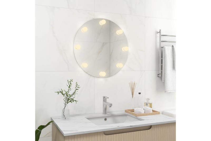 Väggspegel med LED-belysning rund - Silver - Inredning - Speglar - Väggspegel
