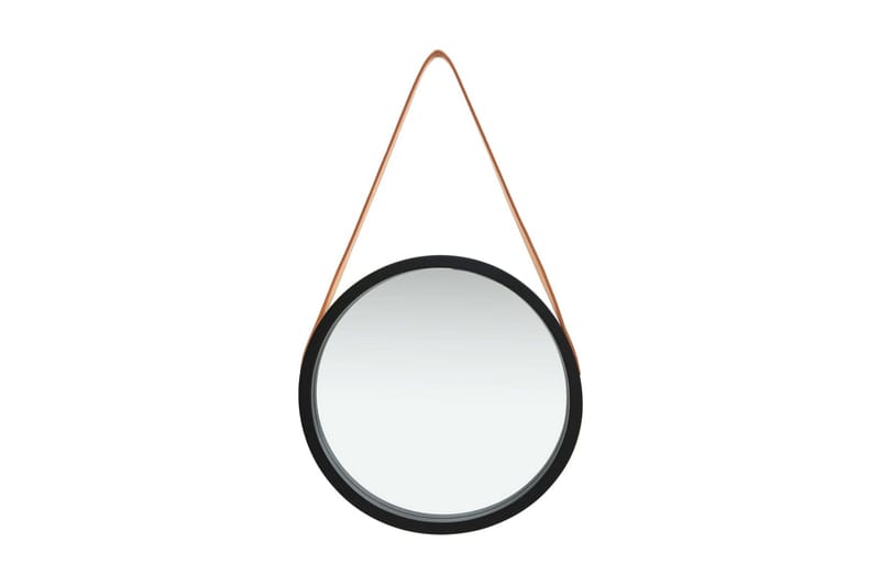Väggspegel med rem 40 cm svart - Svart - Väggspegel - Hallspegel