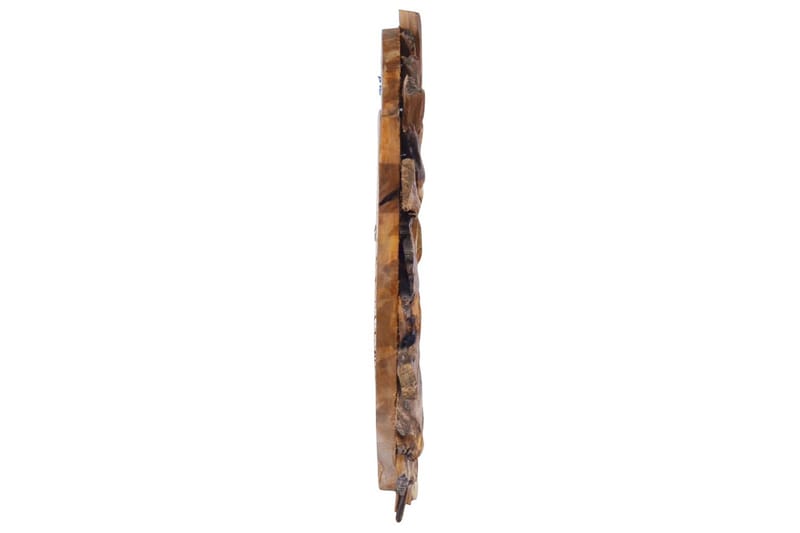 Väggspegel rund 40 cm teak - Brun - Väggspegel - Hallspegel