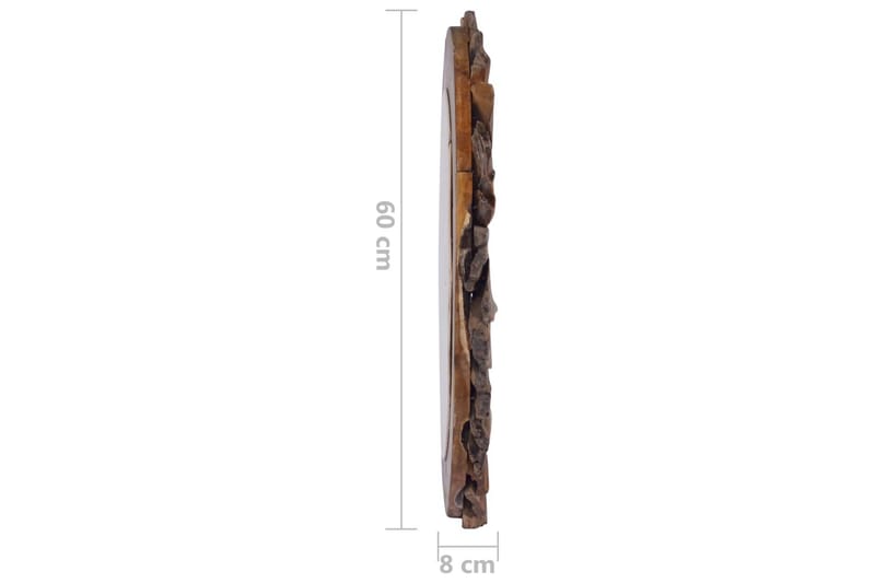 Väggspegel rund 60 cm teak - Brun - Inredning - Speglar - Väggspegel