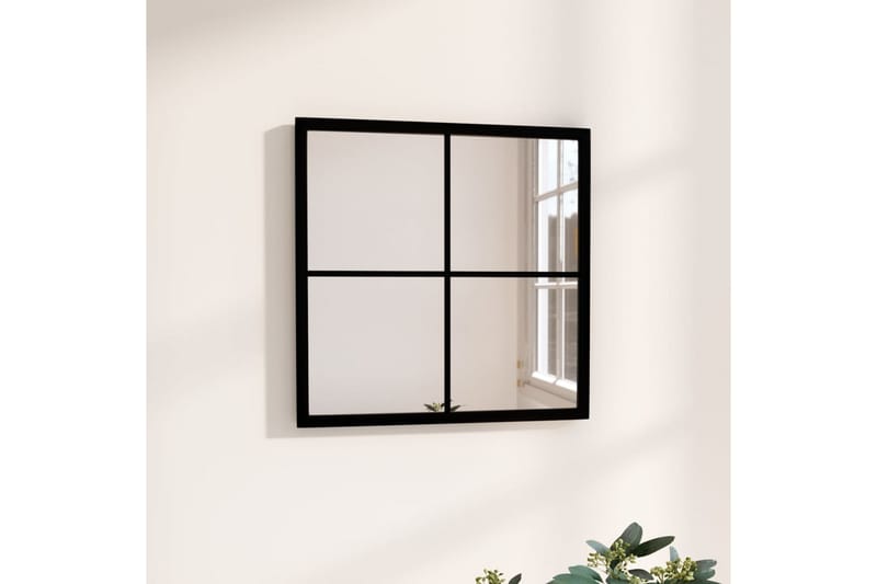 Väggspegel svart 40x40 cm metall - Svart - Väggspegel - Hallspegel