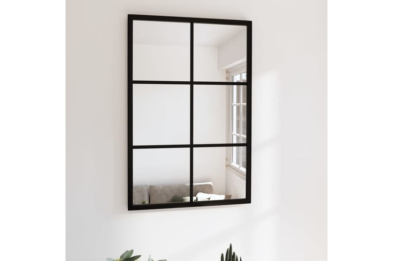 Väggspegel svart 60x40 cm metall - Svart - Väggspegel - Hallspegel
