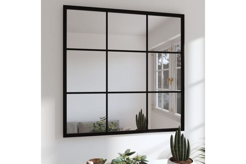 Väggspegel svart 60x60 cm metall - Svart - Väggspegel - Hallspegel