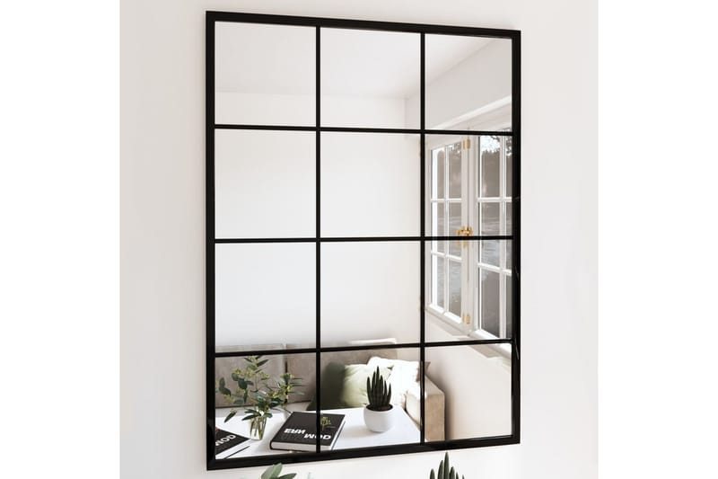 Väggspegel svart 80x60 cm metall - Svart - Inredning - Speglar - Väggspegel