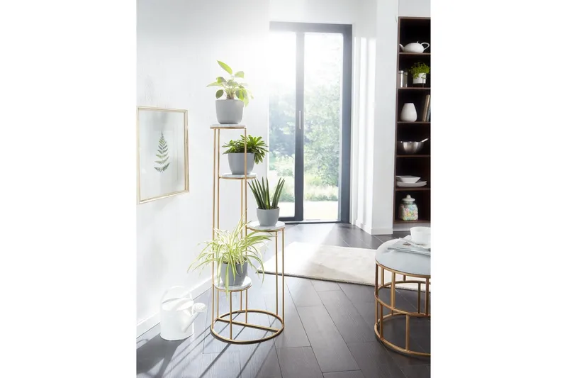 Stående hylla Wohnling Äkta marmortopp blomma ståtlig metallbas modern - Inredning - Kruka & ytterkruka