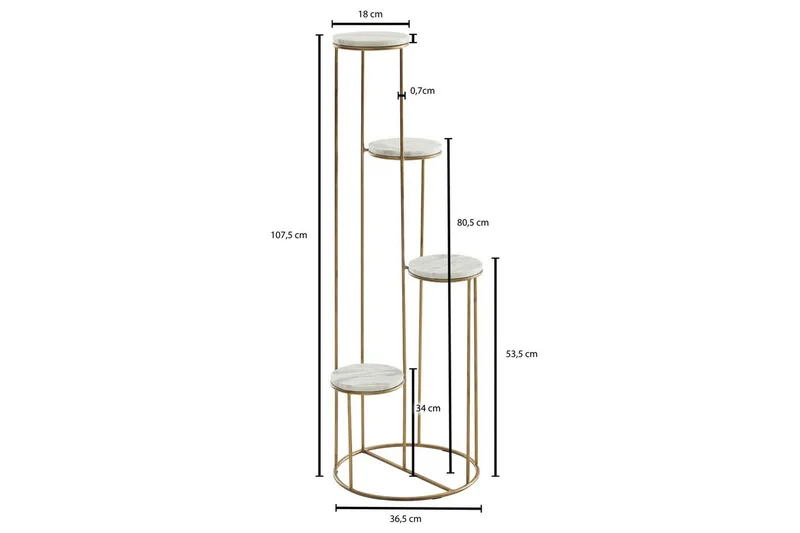 Stående hylla Wohnling Äkta marmortopp blomma ståtlig metallbas modern - Inredning - Kruka & ytterkruka