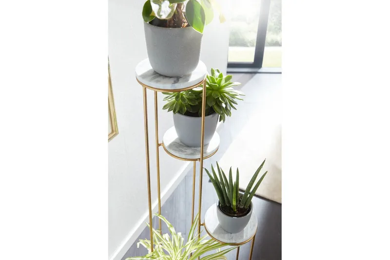 Stående hylla Wohnling Äkta marmortopp blomma ståtlig metallbas modern - Inredning - Kruka & ytterkruka