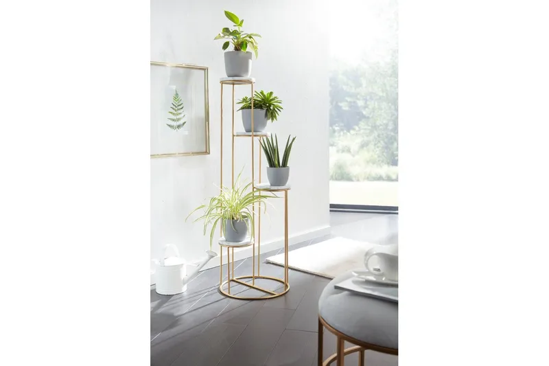 Stående hylla Wohnling Äkta marmortopp blomma ståtlig metallbas modern - Inredning - Kruka & ytterkruka