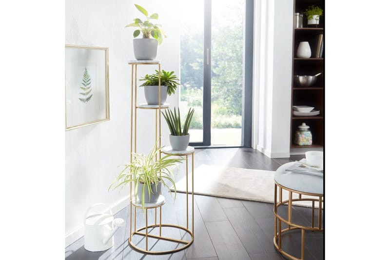 Stående hylla Wohnling Äkta marmortopp blomma ståtlig metallbas modern - Inredning - Kruka & ytterkruka