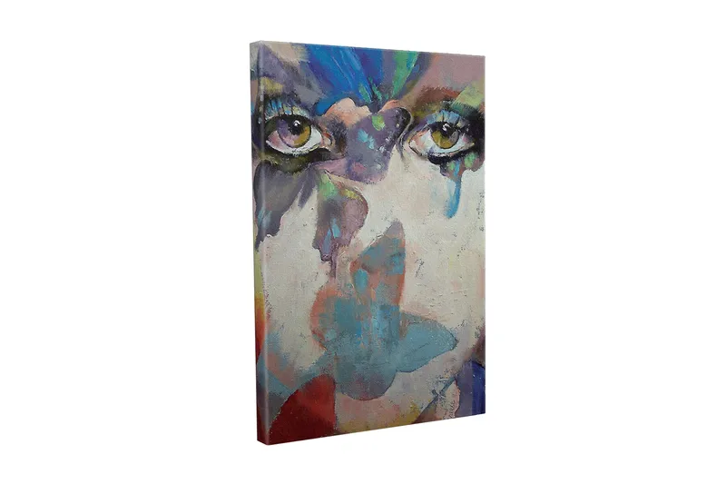 Canvastavla - Ögon med abstrakta färgtoner och drömlik bakgrund, Grön / Blå / Rosa