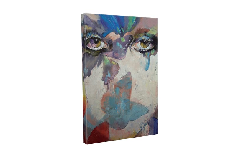 Canvastavla - Ögon med abstrakta färgtoner och drömlik bakgrund, Grön / Blå / Rosa