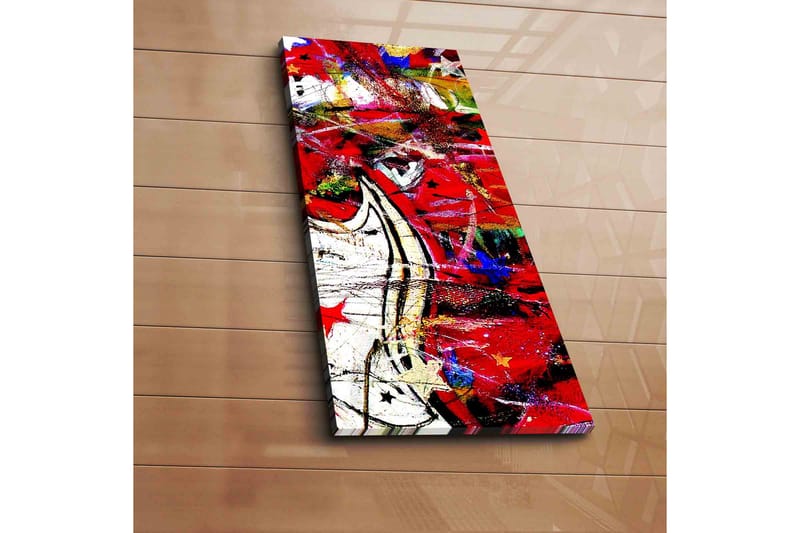 Canvastavla 30x70 cm - Dynamisk abstrakt komposition med inslag av röda och svarta former - Röd / Svart / Vit - Inredning - Tavlor & konst - Canvastavlor