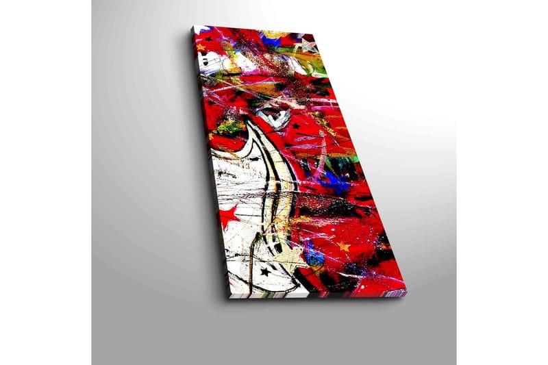 Canvastavla 30x70 cm - Dynamisk abstrakt komposition med inslag av röda och svarta former - Röd / Svart / Vit - Inredning - Tavlor & konst - Canvastavlor