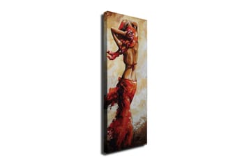 Canvastavla 30x80 cm - Dansande kvinna med röd klänning - Röd / Beige / Brun - Inredning - Tavlor & konst - Canvastavlor