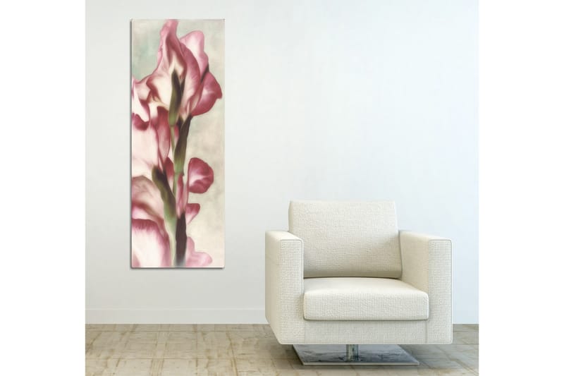 Canvastavla 30x80 cm - Elegant blomma i mjuka rosa nyanser - Rosa / Grön / Beige - Inredning - Tavlor & konst - Canvastavlor