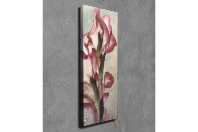 Canvastavla 30x80 cm - Elegant blomma i mjuka rosa nyanser - Rosa / Grön / Beige - Inredning - Tavlor & konst - Canvastavlor