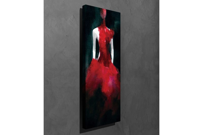 Canvastavla 30x80 cm - Elegant klänning i röd nyans - Röd / Svart - Inredning - Tavlor & konst - Canvastavlor
