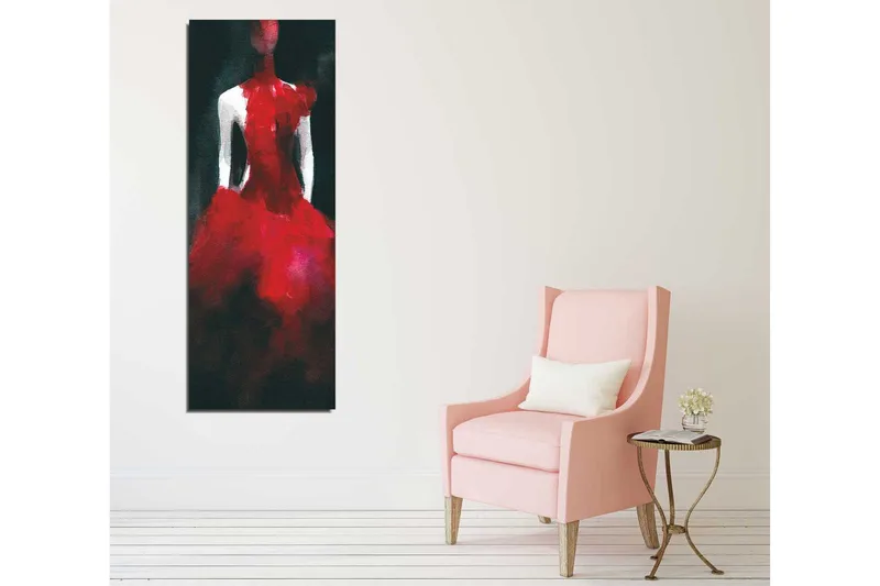 Canvastavla 30x80 cm - Elegant klänning i röd nyans - Röd / Svart - Inredning - Tavlor & konst - Canvastavlor