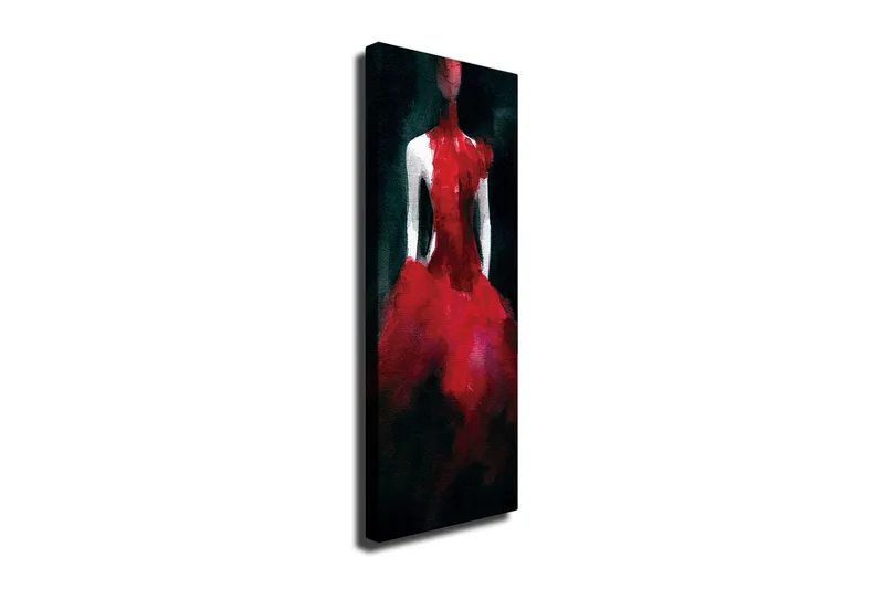 Canvastavla 30x80 cm - Elegant klänning i röd nyans - Röd / Svart - Inredning - Tavlor & konst - Canvastavlor