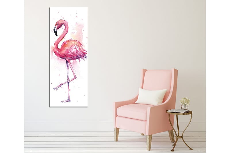 Canvastavla 30x80 cm - Flamingo i mjuka pastellfärger - Rosa / Lila / Svart - Inredning - Tavlor & konst - Canvastavlor