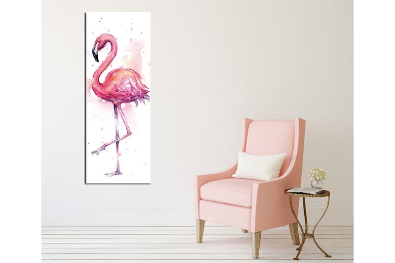 Canvastavla 30x80 cm - Flamingo i mjuka pastellfärger - Rosa / Lila / Svart - Inredning - Tavlor & konst - Canvastavlor