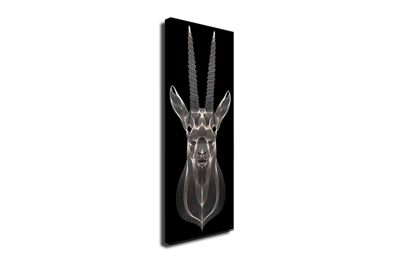 Canvastavla 30x80 cm - Stiliserad bild av en antilop med detaljerade linjer - Svart / Grå / Vit - Inredning - Tavlor & konst - Canvastavlor
