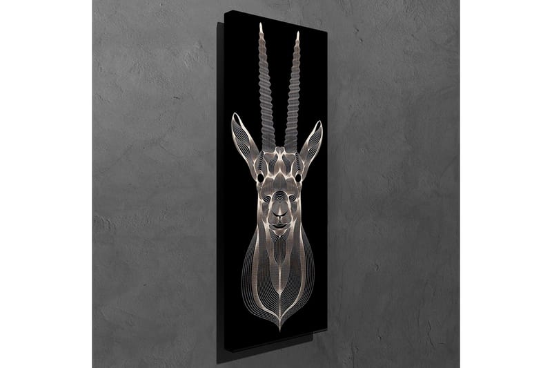 Canvastavla 30x80 cm - Stiliserad bild av en antilop med detaljerade linjer - Svart / Grå / Vit - Inredning - Tavlor & konst - Canvastavlor
