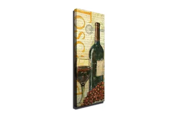 Canvastavla 30x80 cm - Vinflaska med glas och druvor - Mörkgrön / Röd / Brun - Inredning - Tavlor & konst - Canvastavlor