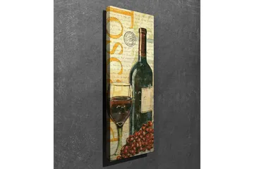 Canvastavla 30x80 cm - Vinflaska med glas och druvor - Mörkgrön / Röd / Brun - Inredning - Tavlor & konst - Canvastavlor