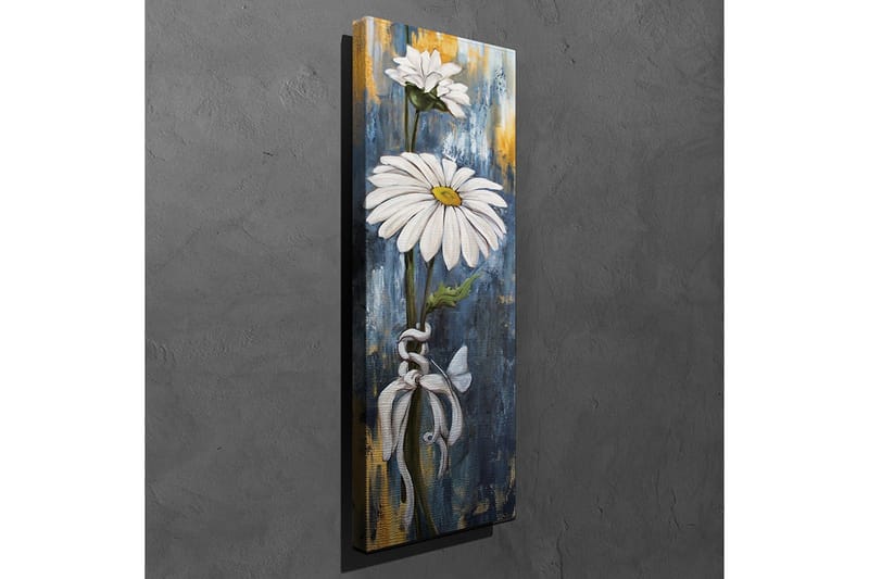 Canvastavla 30x80 cm - Vita prästkragar med en blå och guldaktig bakgrund - Vit / Blå / Guld - Inredning - Tavlor & konst - Canvastavlor