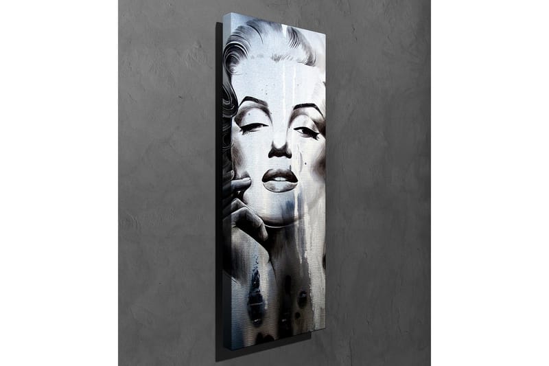 Canvastavla 30x80 cm - Porträtt av en kvinna med en mystisk och drömlik uttryck - Svart / Vitt / Grått - Inredning - Tavlor & konst - Canvastavlor