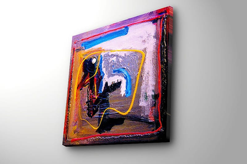 Canvastavla 45x45 cm - Abstrakt komposition med färgglada linjer och former - Blå / Gul / Röd - Inredning - Tavlor & konst - Canvastavlor