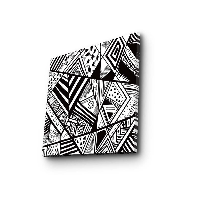 Canvastavla 45x45 cm - Abstrakt komposition med geometriska mönster i svart och vitt - Svart / Vit - Inredning - Tavlor & konst - Canvastavlor