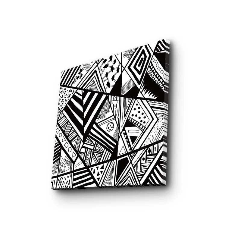 Canvastavla 45x45 cm - Abstrakt komposition med geometriska mönster i svart och vitt - Svart / Vit - Inredning - Tavlor & konst - Canvastavlor