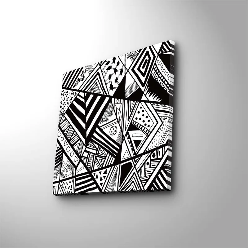 Canvastavla 45x45 cm - Abstrakt komposition med geometriska mönster i svart och vitt - Svart / Vit - Inredning - Tavlor & konst - Canvastavlor