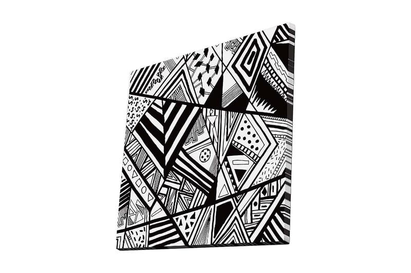 Canvastavla 45x45 cm - Abstrakt komposition med geometriska mönster i svart och vitt - Svart / Vitt - Inredning - Tavlor & konst - Canvastavlor