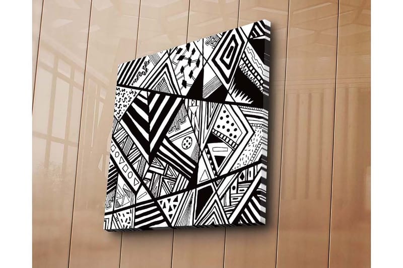 Canvastavla 45x45 cm - Abstrakt komposition med geometriska mönster i svart och vitt - Svart / Vitt - Inredning - Tavlor & konst - Canvastavlor