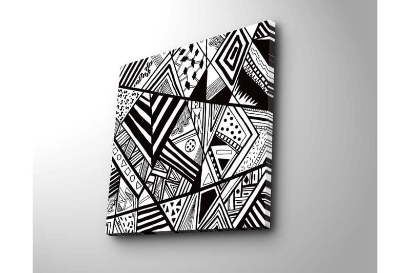 Canvastavla 45x45 cm - Abstrakt komposition med geometriska mönster i svart och vitt - Svart / Vitt - Inredning - Tavlor & konst - Canvastavlor