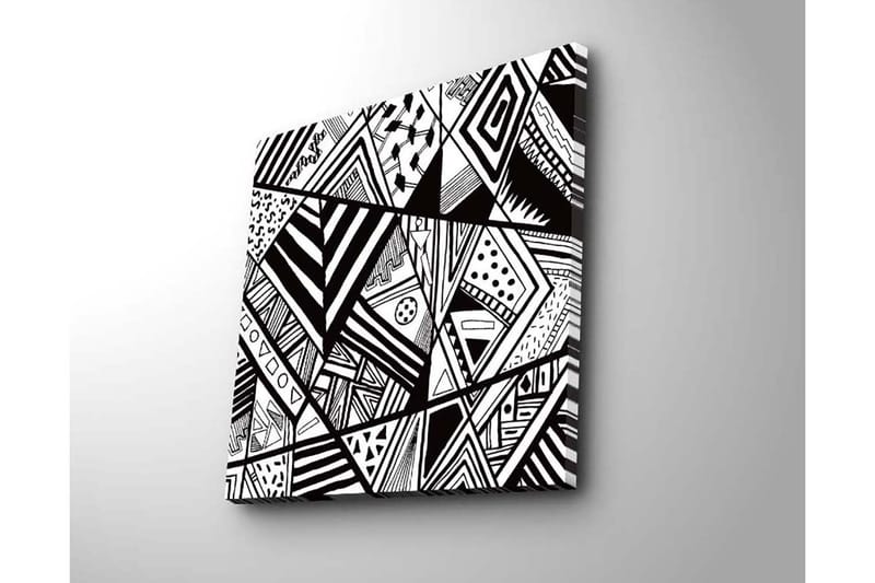 Canvastavla 45x45 cm - Abstrakt komposition med geometriska mönster i svart och vitt - Svart / Vitt - Inredning - Tavlor & konst - Canvastavlor