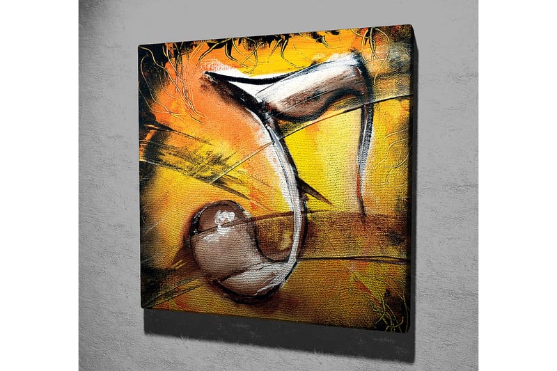 Canvastavla 45x45 cm - Abstrakt komposition med musikaliska inslag - Guld / Svart / Brun - Inredning - Tavlor & konst - Canvastavlor