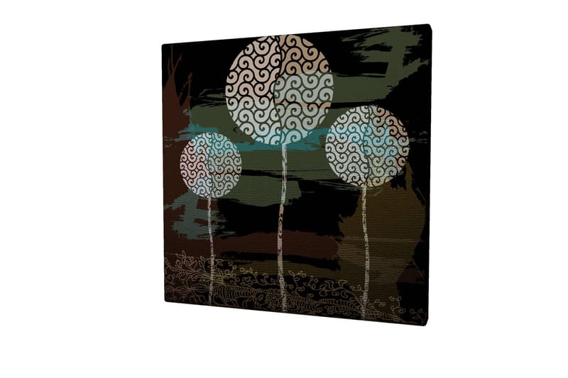 Canvastavla 45x45 cm - Abstrakt komposition med stiliserade trädtoppar - Grön / Svart / Vit - Inredning - Tavlor & konst - Canvastavlor