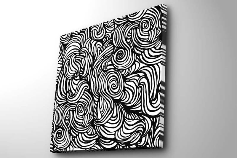 Canvastavla 45x45 cm - Abstrakt komposition med svarta och vita spiraler - Svart / Vit - Inredning - Tavlor & konst - Canvastavlor
