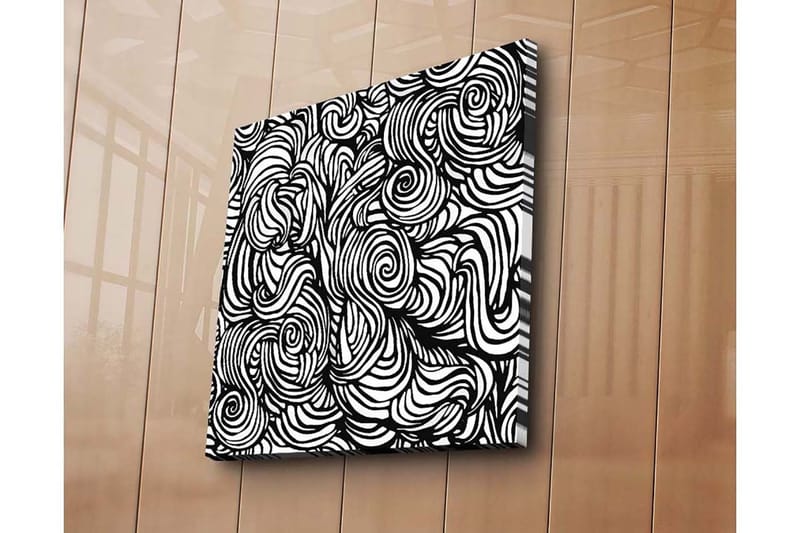 Canvastavla 45x45 cm - Abstrakt komposition med svarta spiraler och linjer på vit bakgrund - Svart / Vit - Inredning - Tavlor & konst - Canvastavlor