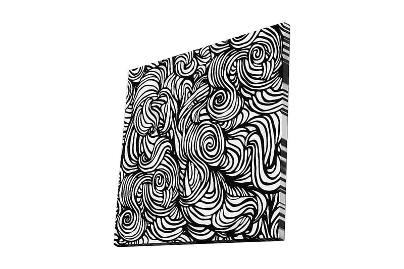 Canvastavla 45x45 cm - Abstrakt komposition med svarta spiraler och linjer på vit bakgrund - Svart / Vit - Inredning - Tavlor & konst - Canvastavlor