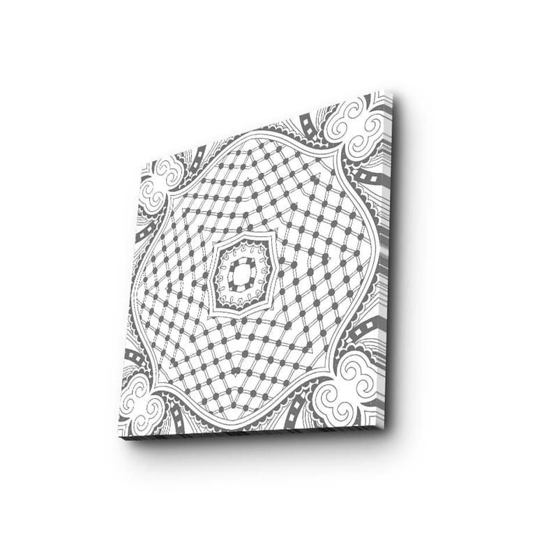 Canvastavla 45x45 cm - Abstrakt mönster med geometriska former och linjer - Svart / Vitt / Grått - Inredning - Tavlor & konst - Canvastavlor