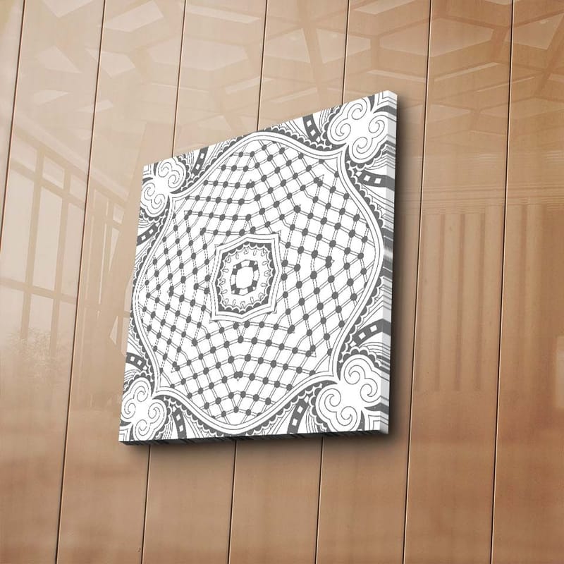 Canvastavla 45x45 cm - Abstrakt mönster med geometriska former och linjer - Svart / Vitt / Grått - Inredning - Tavlor & konst - Canvastavlor