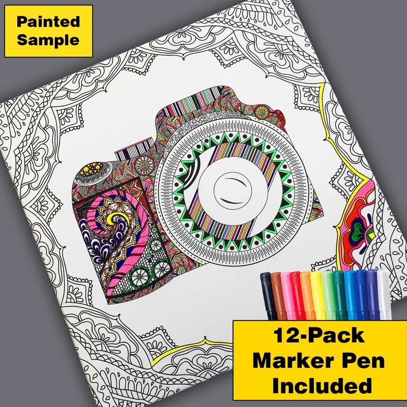 Canvastavla 45x45 cm - Abstrakt mönster med geometriska former och linjer - Svart / Vitt / Grått - Inredning - Tavlor & konst - Canvastavlor