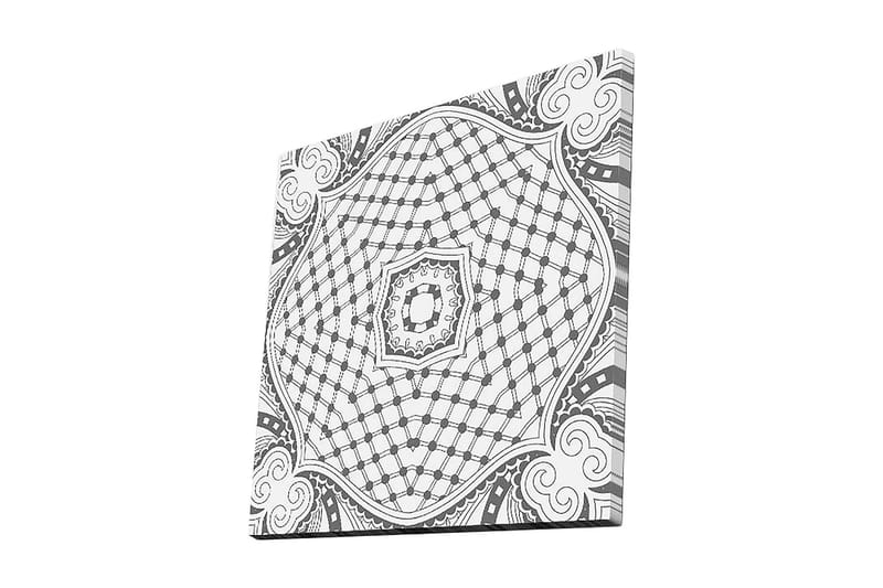 Canvastavla 45x45 cm - Abstrakt mönster med geometriska former och linjer, Svart / Vitt